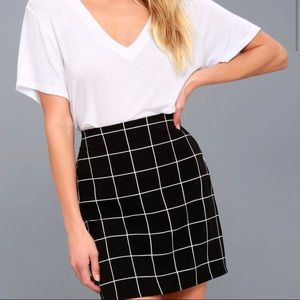 Lulus Competitive Advantage Black and White Grid Print Mini Skirt